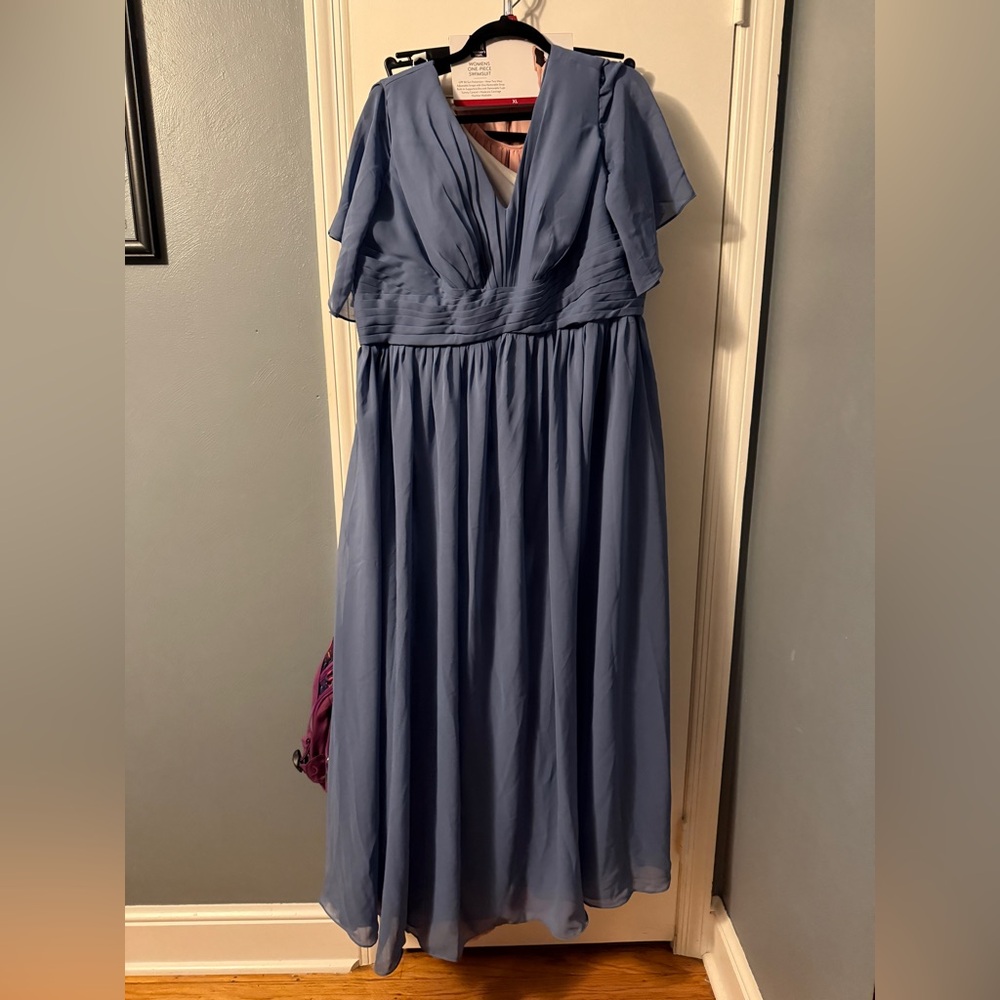 Elegant Blue Chiffon Dress
